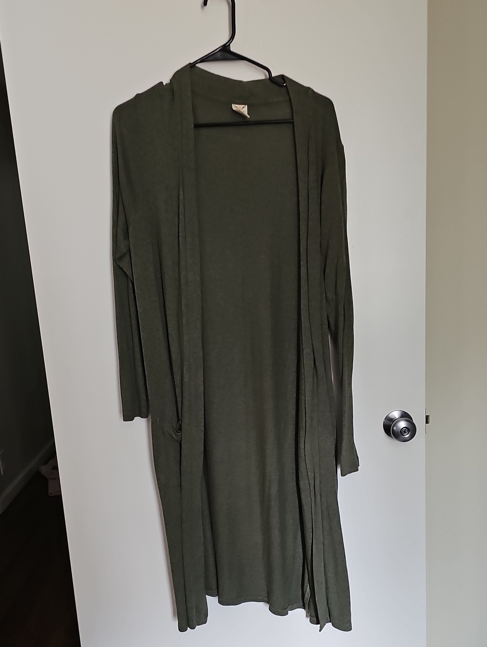 Faded Glory Olive Open-Front Long Cardigan